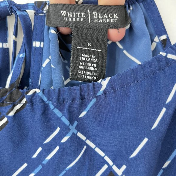 White House Black Market Navy and White Geometric Jumpsuit - Picture 2 of 3